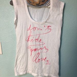 AE Aerie Graphic Print Soft Cotton White Tank Top